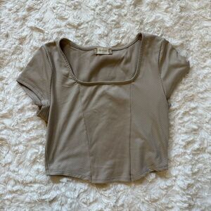 Altar'd State Tan Ribbed Crop Top